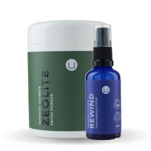 Zeolite Detox combo 50ml. 200g Zeolite powder and 50ml rewind toxin removal system